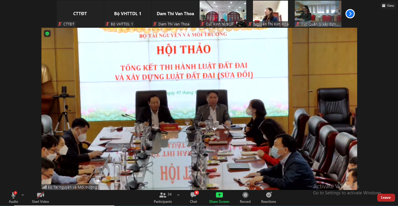 Hội thảo tổng kết thi hành Luật Đất đai và xây dựng dự án Luật Đất đai (sửa đổi)